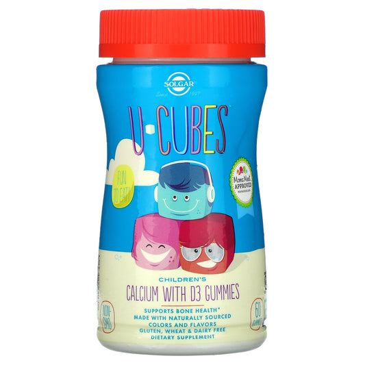 Solgar-U-Cubes-Children's Calcium With D3-Pink Lemonade-Blueberry-Strawberry-60 Gummies