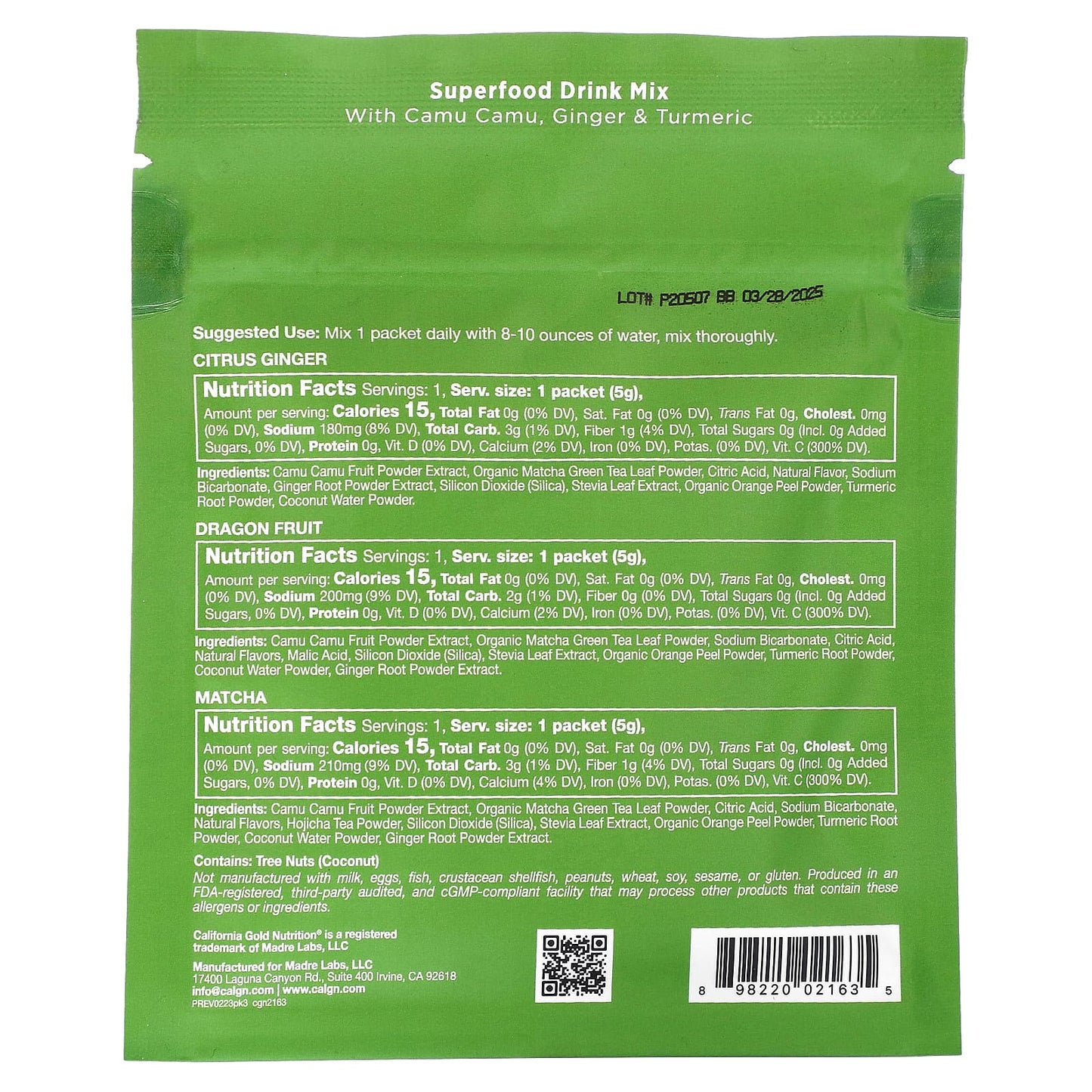 California Gold Nutrition, MATCHA ROAD, Matcha + Vitamin C - Trial Pack, 3 Count
