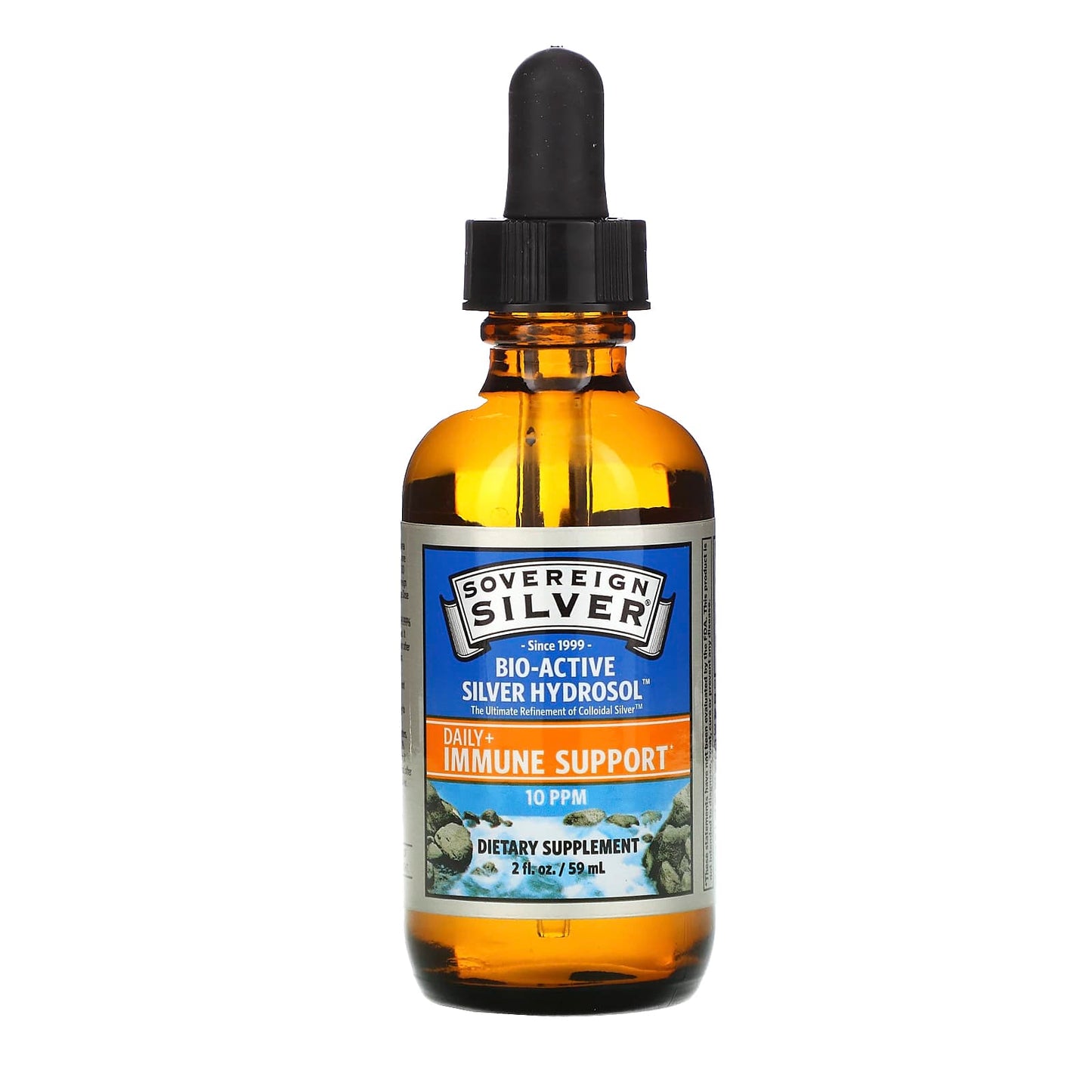 Sovereign Silver, Bio-Active Silver Hydrosol Dropper-Top, Daily + Immune Support, 10 PPM, 2 fl oz (59 ml)
