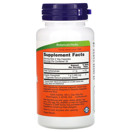 NOW Foods, Fenugreek, 500 mg, 100 Veg Capsules