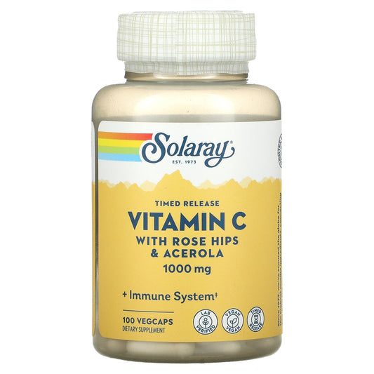 Solaray-Timed Release Vitamin C with Rose Hips & Acerola-1,000 mg-100 VegCaps