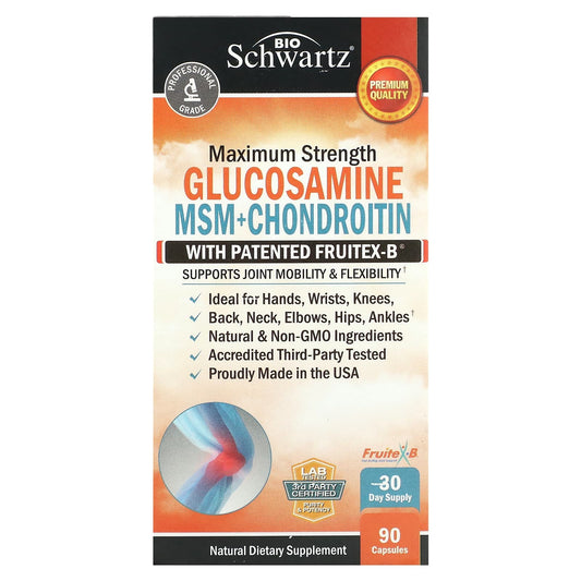 BioSchwartz-Glucosamine MSM + Chondroitin with Patented Fruitex-B-90 Capsules