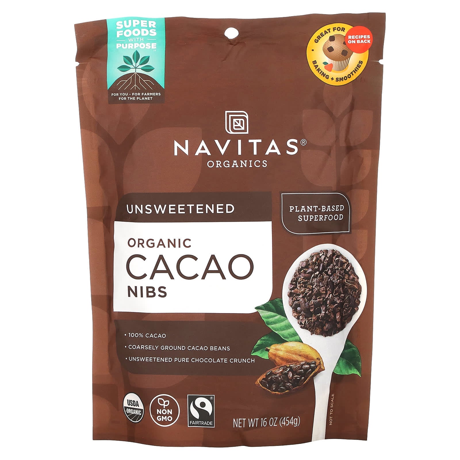 Navitas Organics-Organic Cacao Nibs-16 oz (454 g)