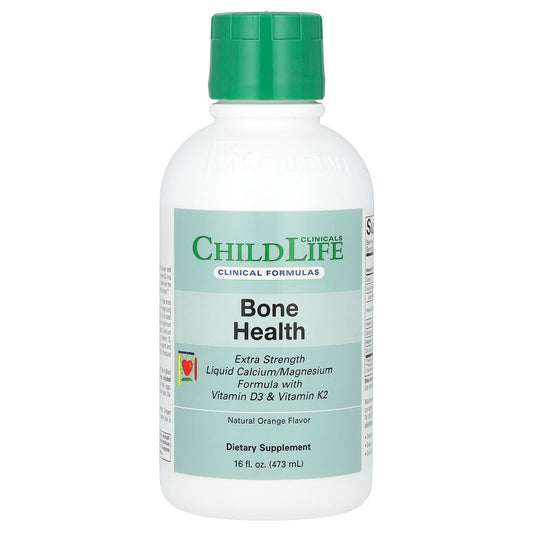 ChildLife Clinicals-Liquid Calcium/Magnesium Formula with Vitamin D3 & Vitamin K2-Extra Strength-Natural Orange-16 fl oz (473 ml)