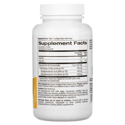 Super Nutrition, Omega-3 Fish Oils,  1,000 mg, 90 Fish Softgels