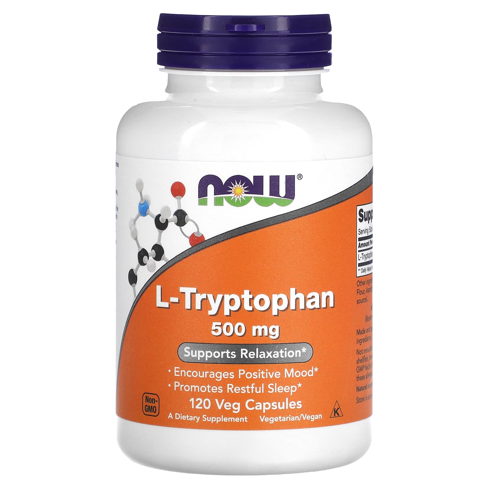 NOW Foods-L-Tryptophan-500 mg-120 Veg Capsules
