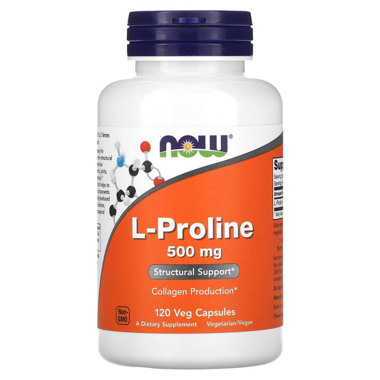 NOW Foods-L-Proline-500 mg-120 Veg Capsules