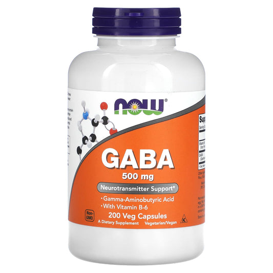 NOW Foods-GABA with Vitamin B-6-500 mg-200 Veg Capsules