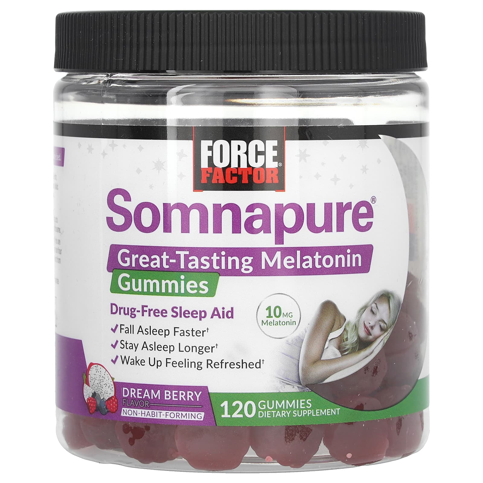Force Factor-Somnapure Gummies-Melatonin-Dream Berry-10 mg-120 Gummies (5 mg per Gummy)