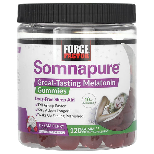 Force Factor-Somnapure Gummies-Melatonin-Dream Berry-10 mg-120 Gummies (5 mg per Gummy)