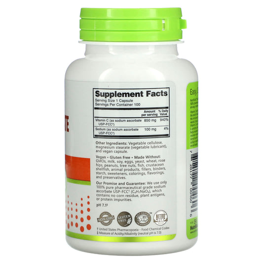 NutriBiotic, Immunity, Sodium Ascorbate, 100 Vegan Capsules
