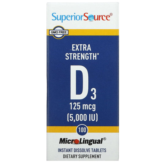 Superior Source-Extra Strength D3-125 mcg (5,000 IU)-100 MicroLingual Instant Dissolve Tablets