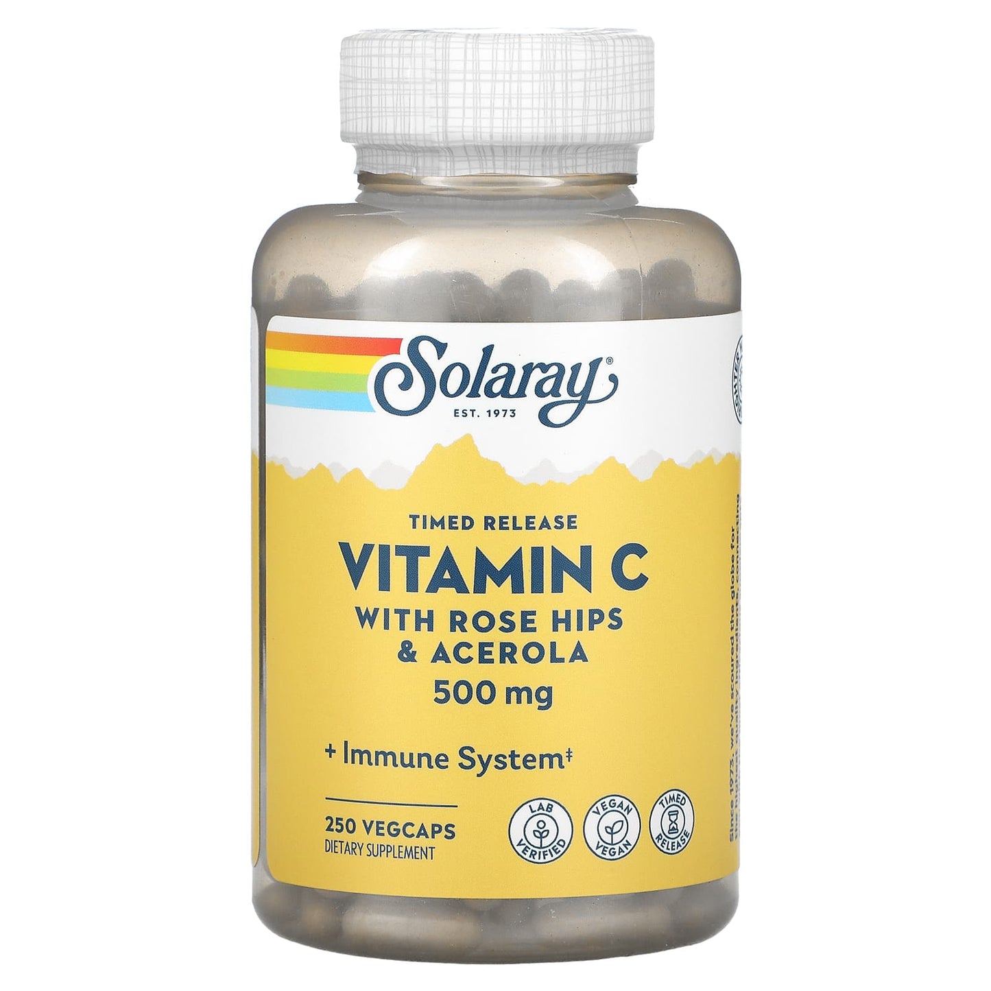 Solaray-Timed Release Vitamin C with Rose Hips & Acerola-500 mg-250 VegCaps