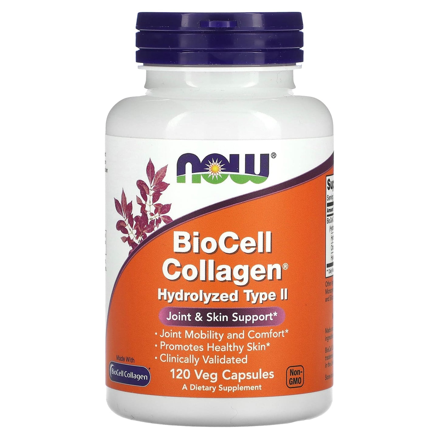 NOW Foods-BioCell Collagen-Hydrolyzed Type II-120 Veg Capsules