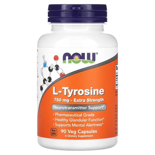 NOW Foods-L-Tyrosine-Extra Strength-750 mg-90 Veg Capsules