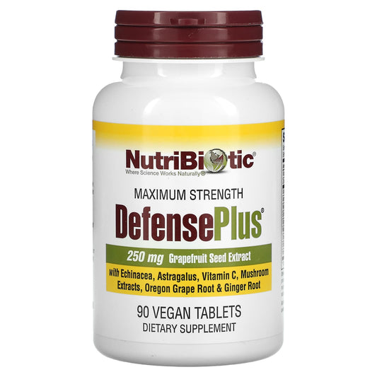 NutriBiotic-DefensePlus-Maximum Strength-250 mg-90 Vegan Tablets