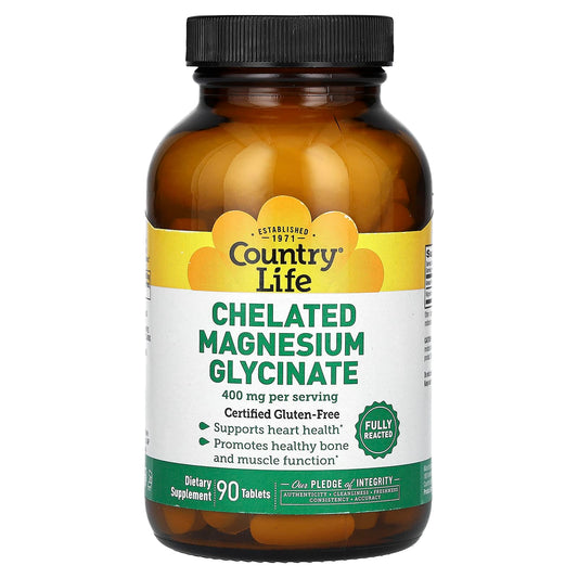 Country Life-Chelated Magnesium Glycinate-400 mg-90 Tablets (133 mg per Tablet )