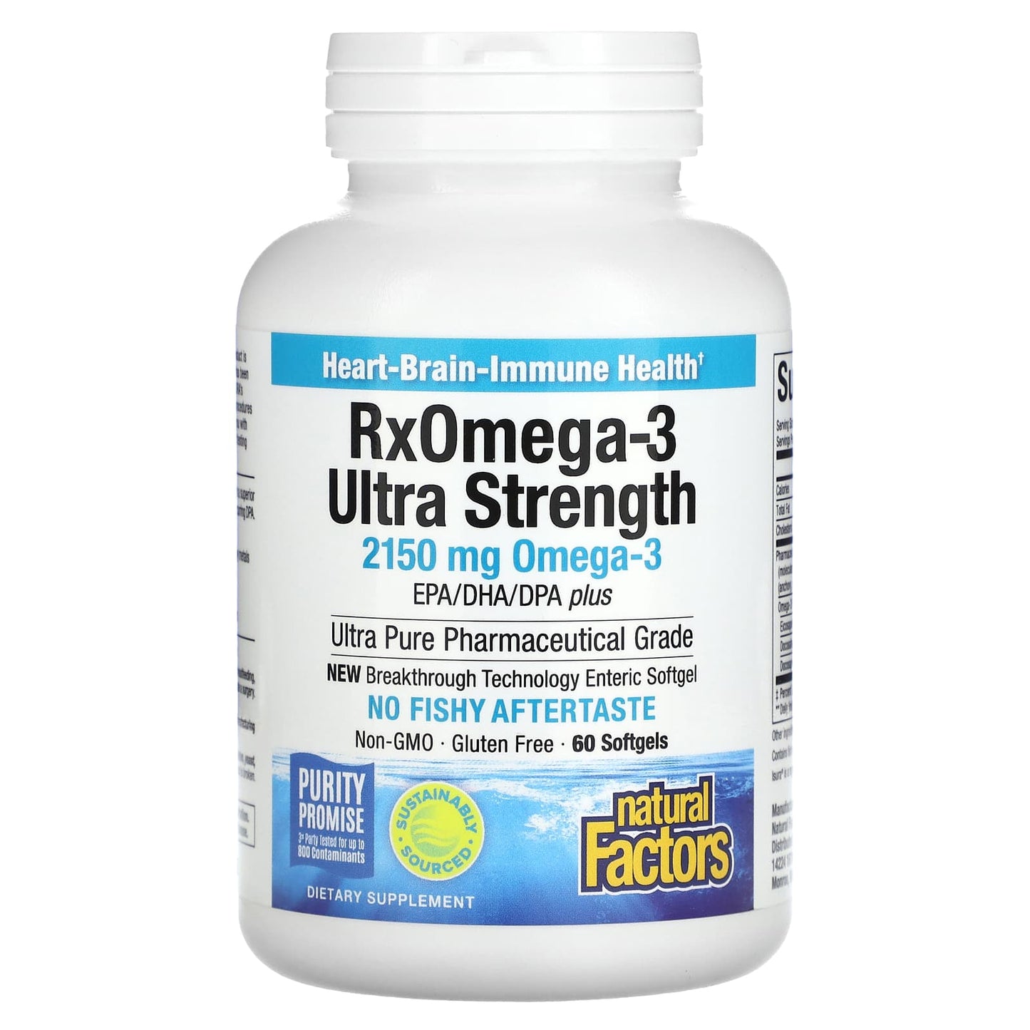 Natural Factors, RxOmega-3 Ultra Strength, 2,150 mg, 60 Softgels (1075 mg per Softgel)