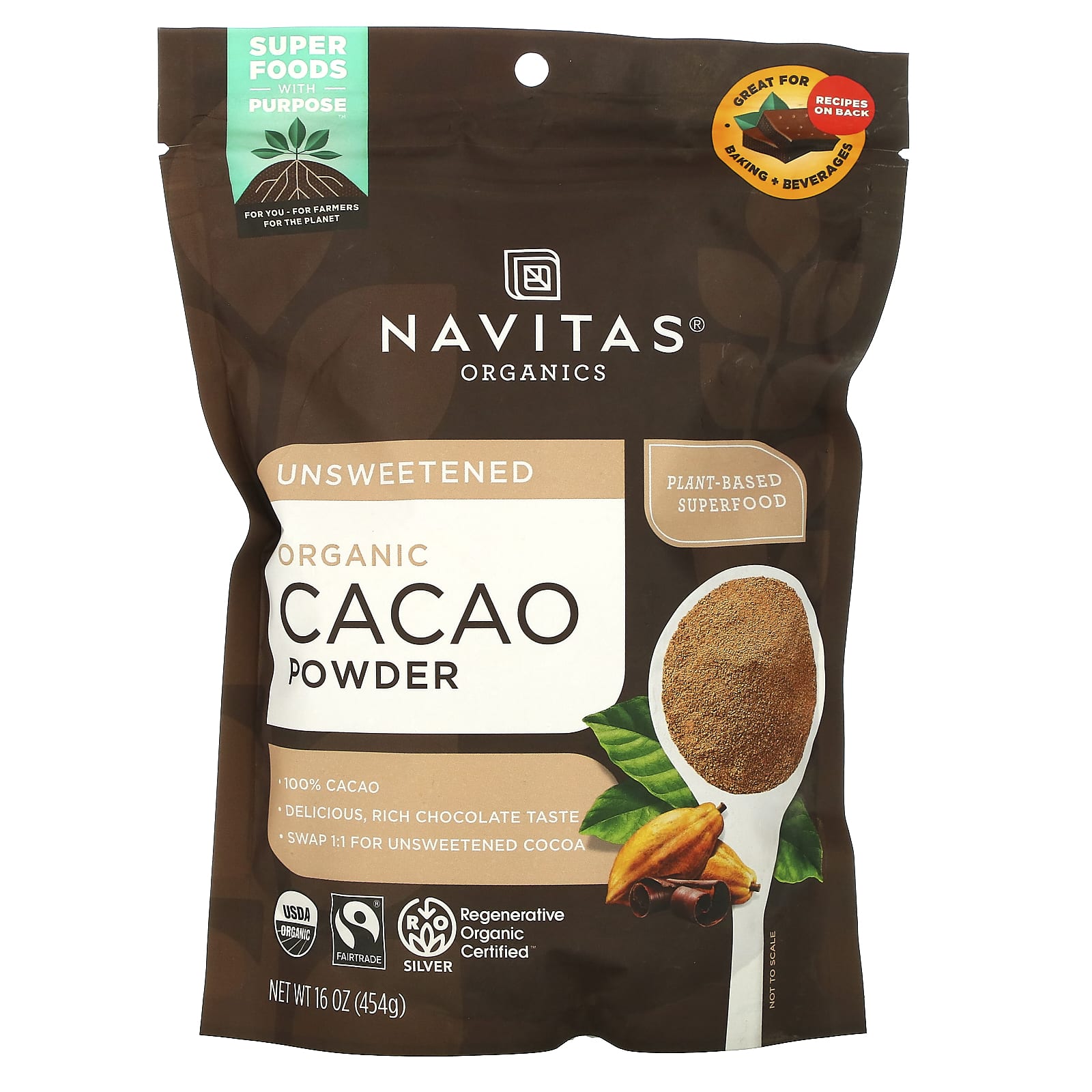 Navitas Organics-Organic Cacao Powder-16 oz (454 g)