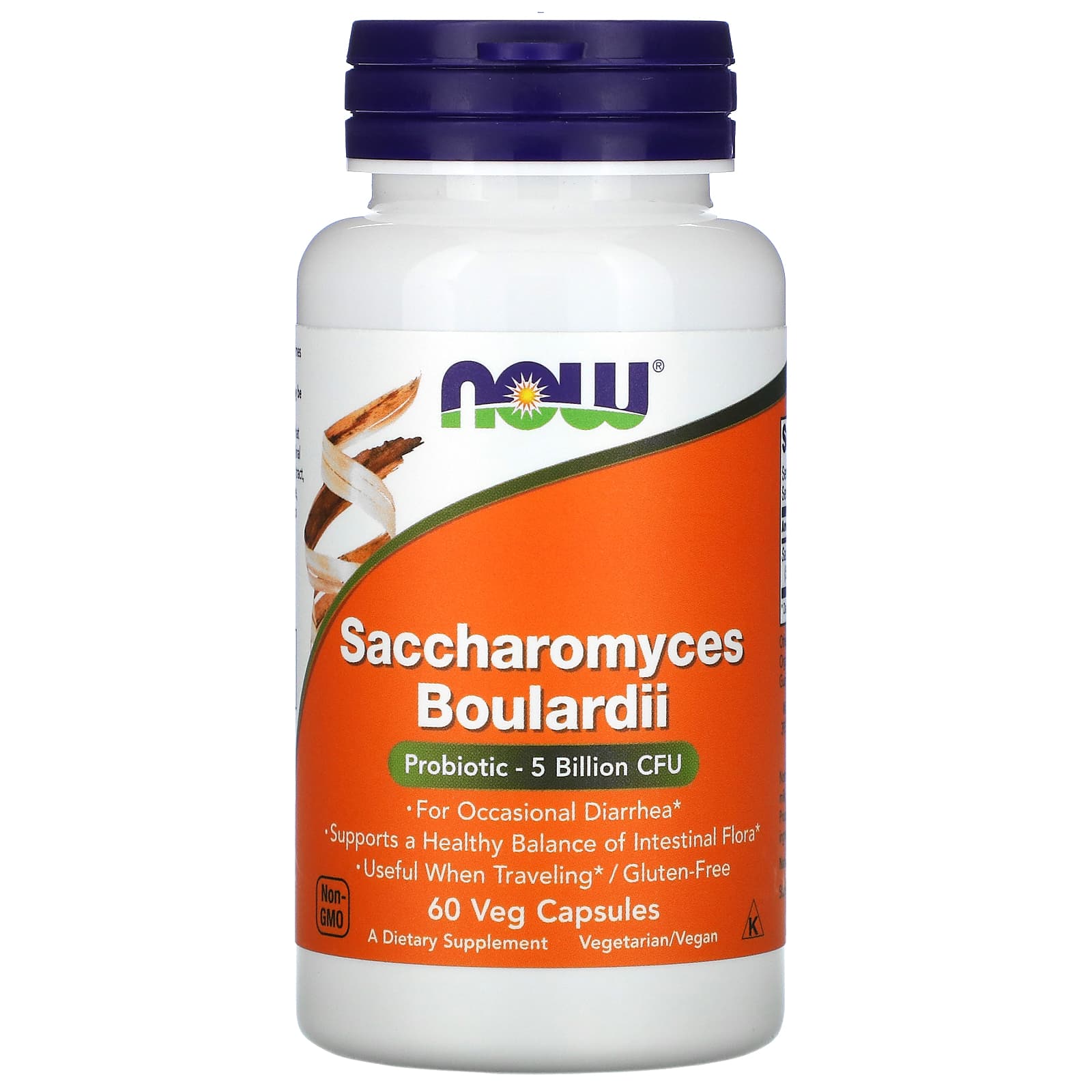 NOW Foods-Saccharomyces Boulardii-10 Billion CFU-60 Veg Capsules (5 Billion CFU per Capsule)