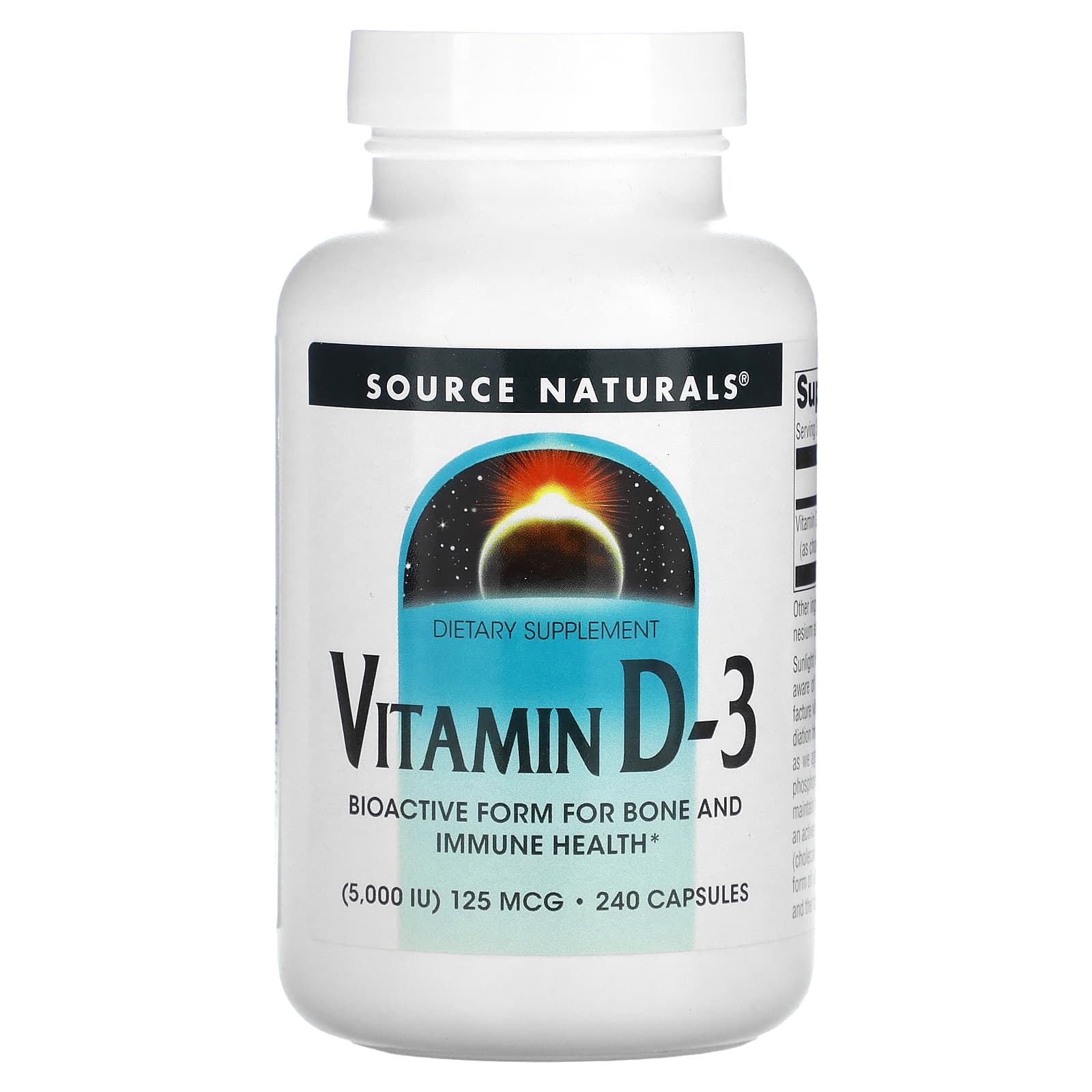 Source Naturals-Vitamin D-3-5,000 IU (125 mcg)-240 Capsules