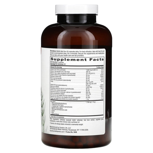 Country Life, Maxi-Hair Plus, 5,000 mcg, 360 Vegetarian Capsules (1,250 mcg per Capsule)