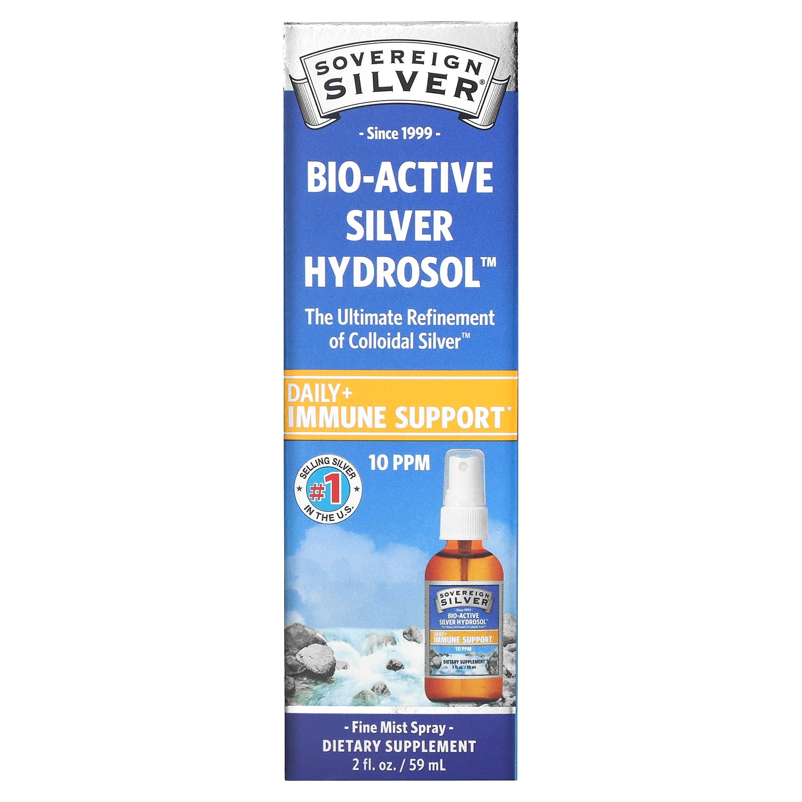 Sovereign Silver-Bio-Active Silver Hydrosol-Fine Mist Spray-10 PPM-2 fl oz (59 ml) (10 ppm per 30 Sprays)