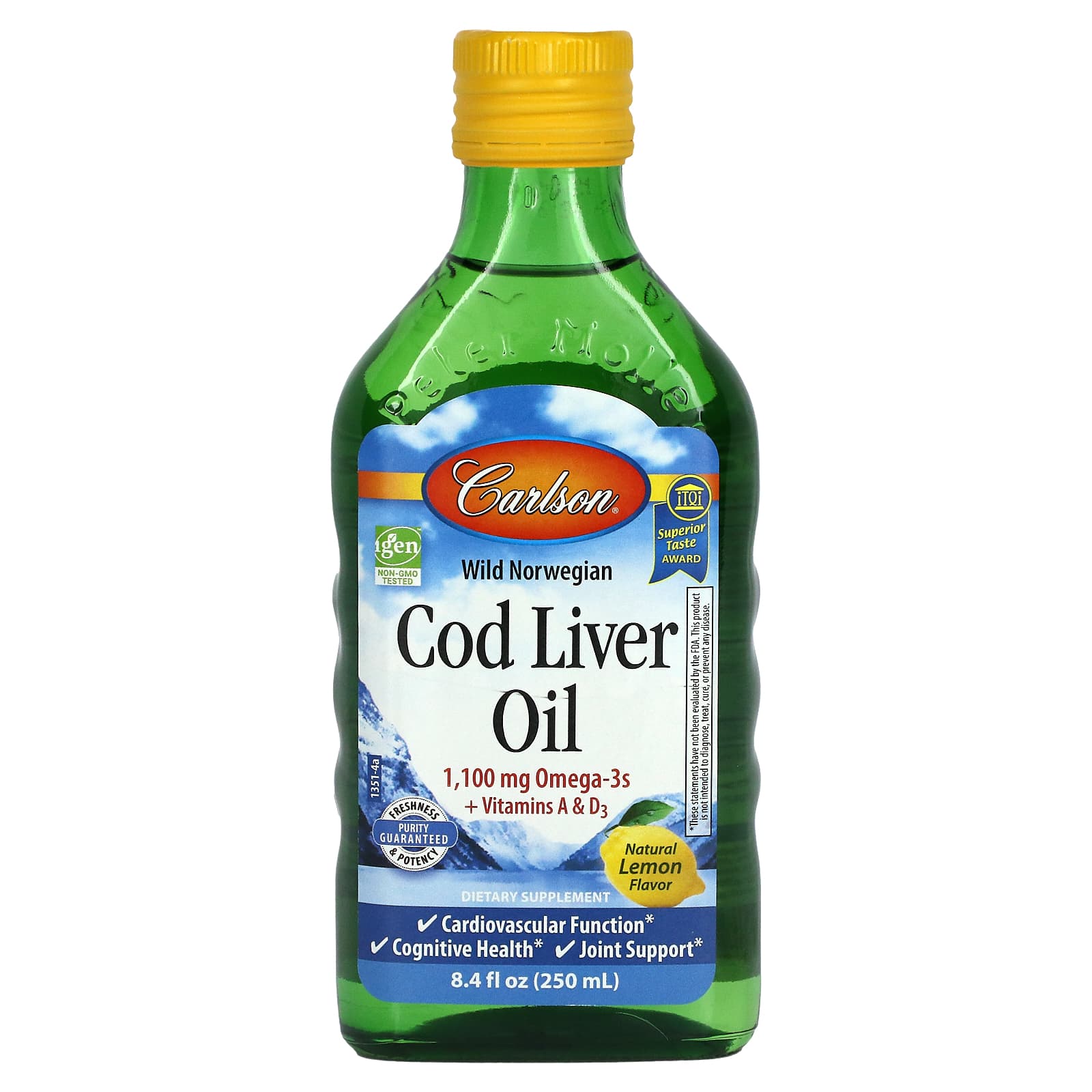 Carlson-Wild Norwegian-Cod Liver Oil-Natural Lemon -1,000 mg-8.4 fl oz (250 ml)