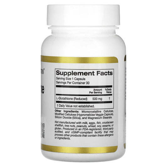 California Gold Nutrition, L-Glutathione (Reduced), 500 mg, 30 Veggie Capsules