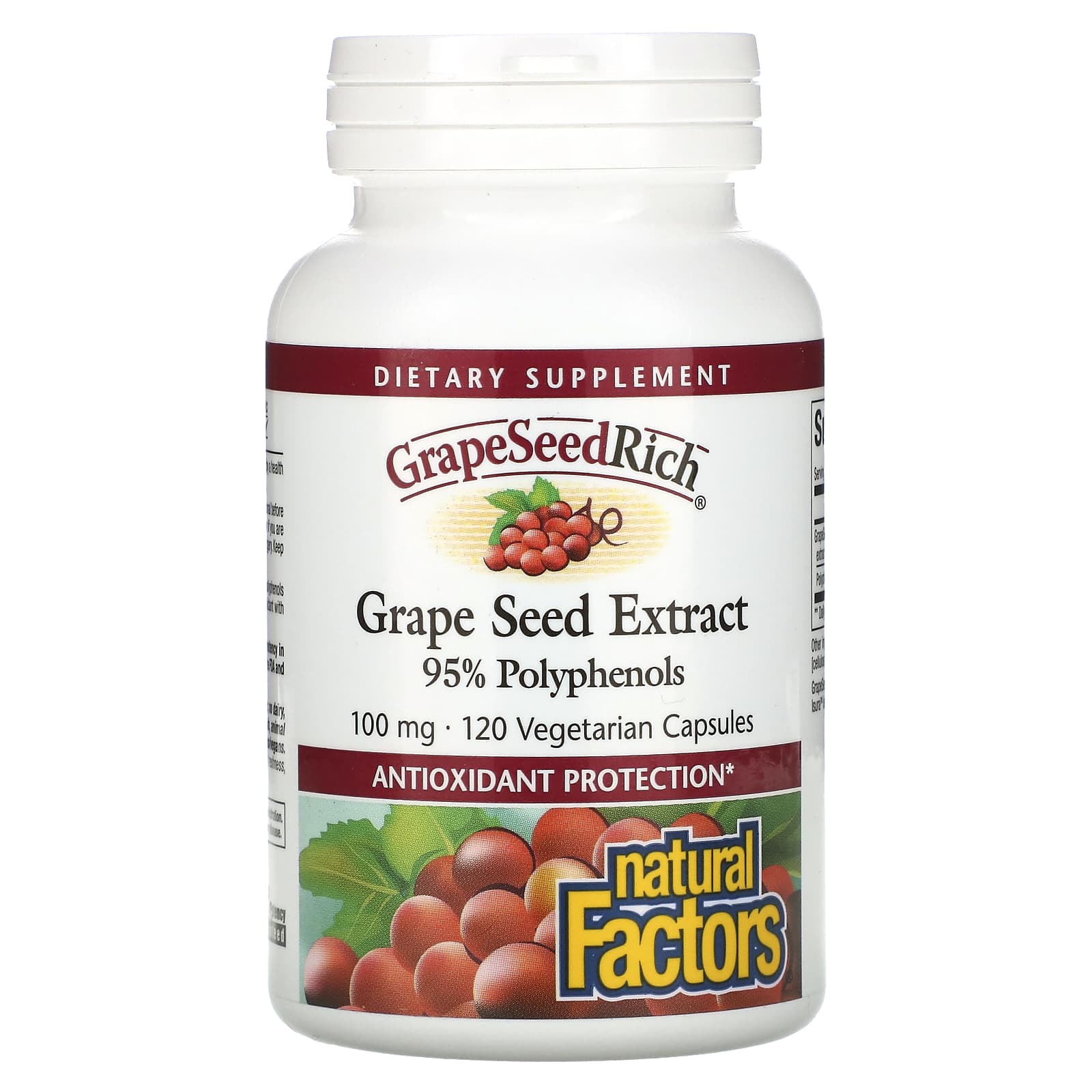 Natural Factors-GrapeSeedRich-Grape Seed Extract-100 mg-120 Vegetarian Capsules