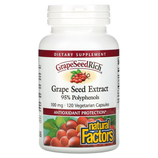 Natural Factors-GrapeSeedRich-Grape Seed Extract-100 mg-120 Vegetarian Capsules