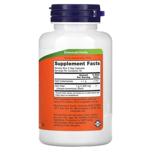 NOW Foods, Cat's Claw, 500 mg, 100 Veg Capsules
