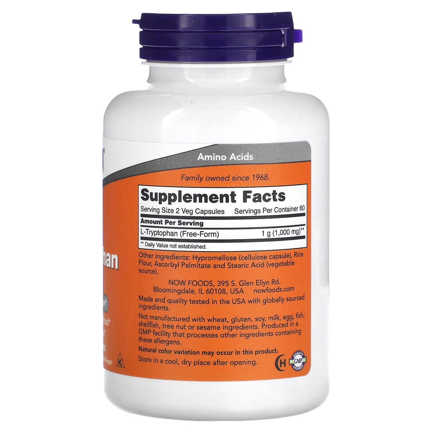 NOW Foods, L-Tryptophan, 500 mg, 120 Veg Capsules