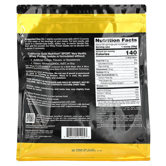 California Gold Nutrition, Very Vanilla Whey Protein Isolate, 5 lbs (2.27 kg)