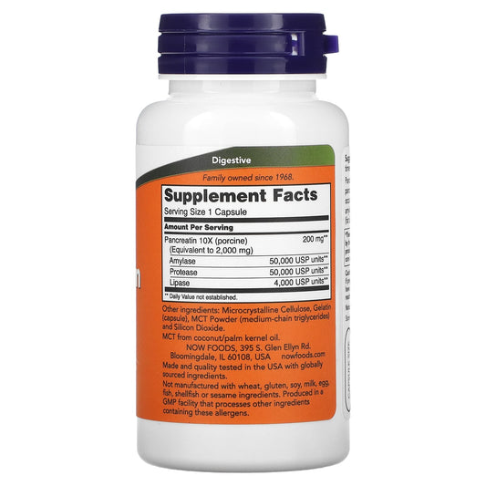 NOW Foods, Pancreatin 2000, 100 Capsules