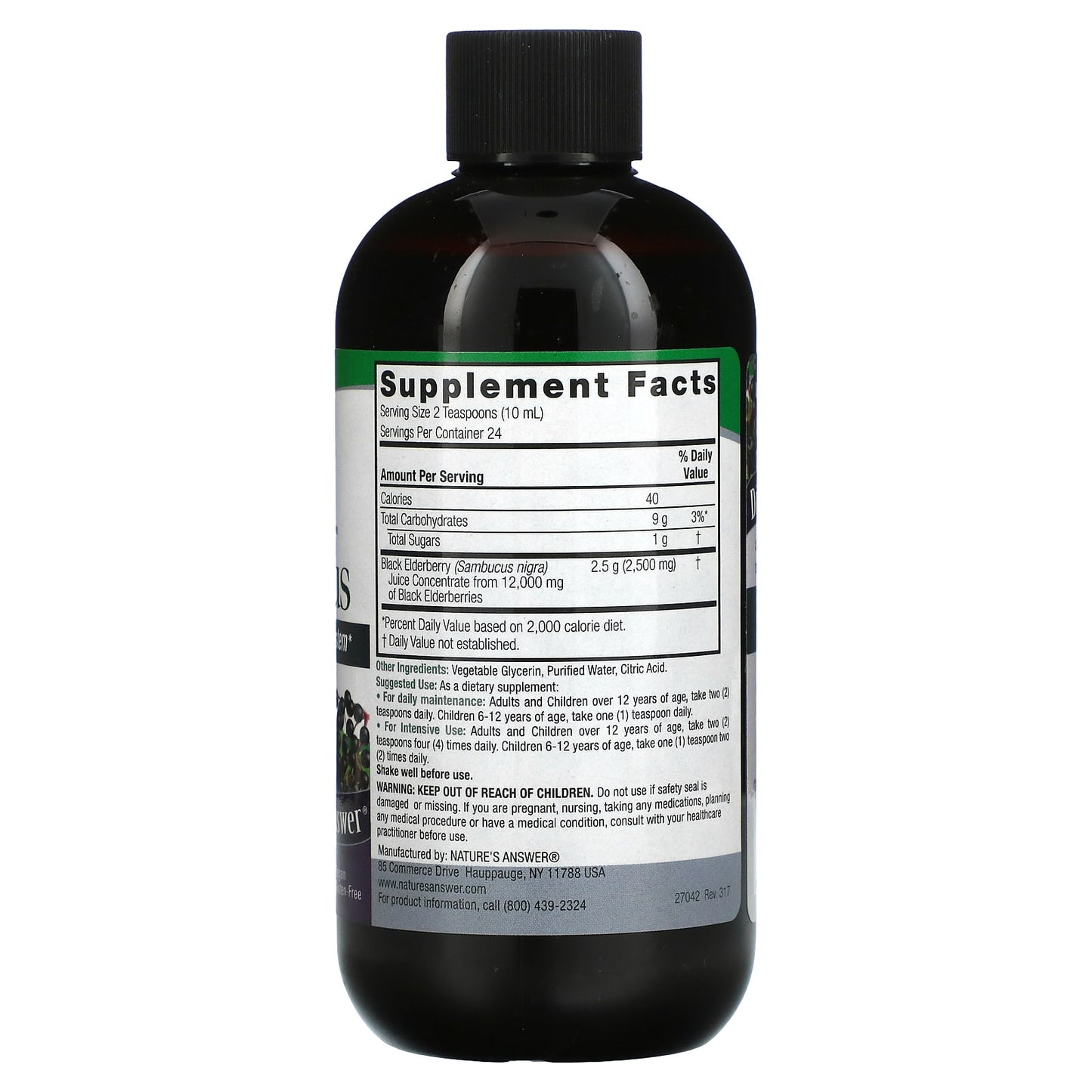 Nature's Answer, Sambucus, Black Elderberry, 12,000 mg, 8 fl oz (240 ml)