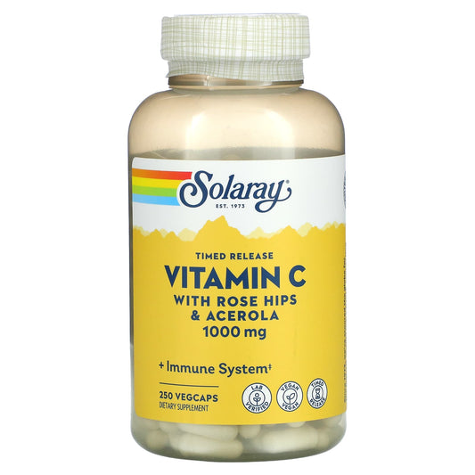 Solaray-Timed Release Vitamin C with Rose Hips & Acerola-1,000 mg-250 VegCaps