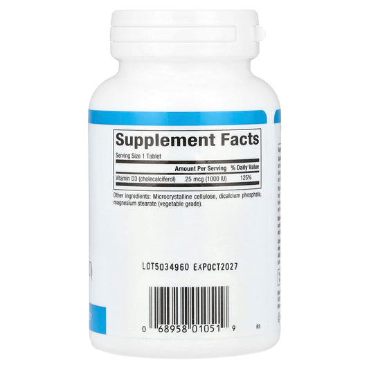 Natural Factors, Vitamin D3, 25 mcg (1,000 IU), 180 Tablets
