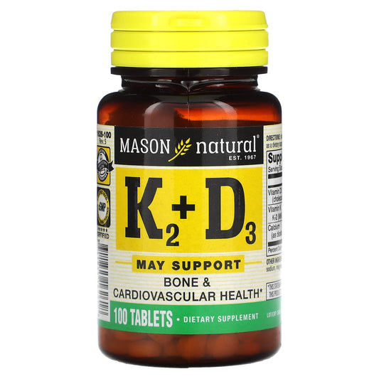 Mason Natural-Vitamin K2 Plus Vitamin D3-100 Tablets