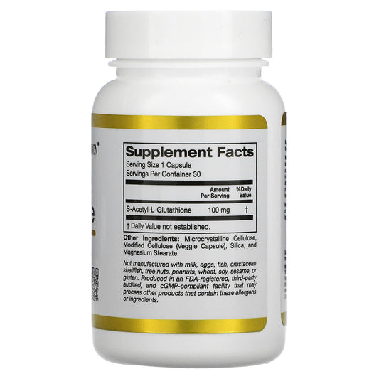 California Gold Nutrition, S-Acetyl L-Glutathione, 100 mg, 30 Veggie Capsules