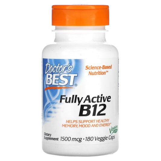 Doctor's Best-Fully Active B12-1,500 mcg-180 Veggie Caps