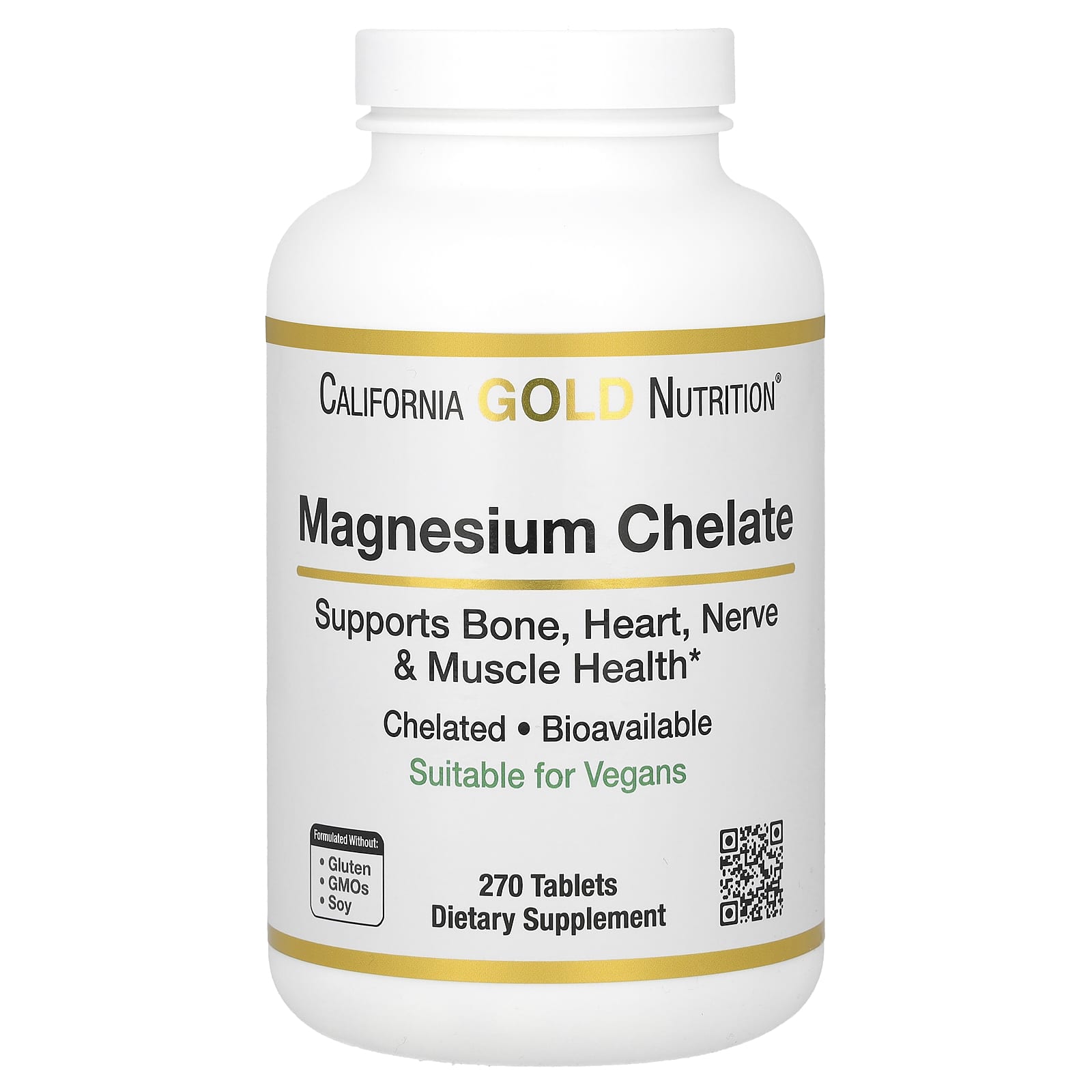 California Gold Nutrition-Magnesium Chelate-210 mg-270 Tablets