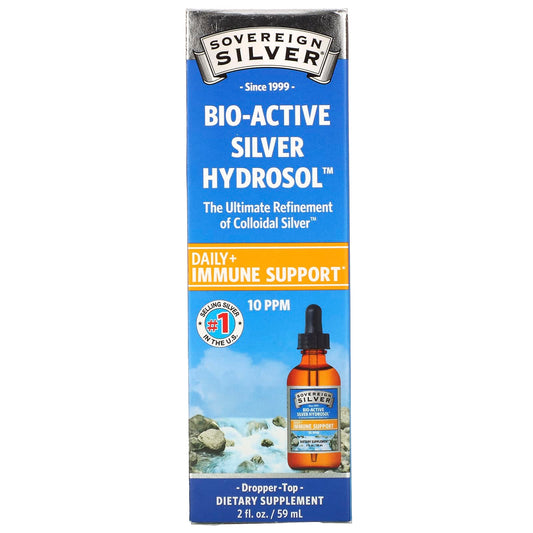 Sovereign Silver-Bio-Active Silver Hydrosol Dropper-Top-Daily + Immune Support-10 PPM-2 fl oz (59 ml)