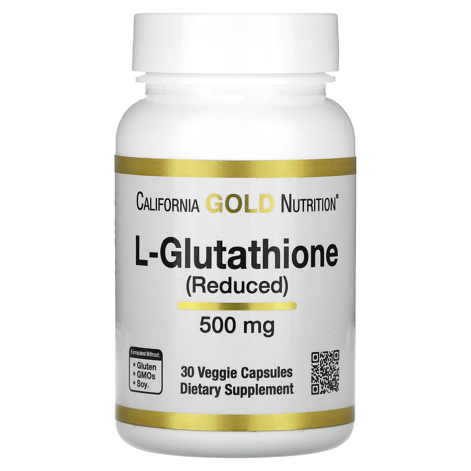 California Gold Nutrition-L-Glutathione (Reduced)-500 mg-30 Veggie Capsules