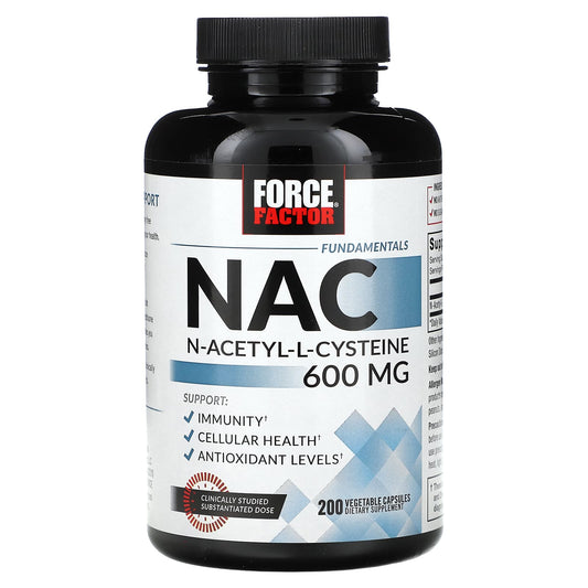 Force Factor-Fundamentals-NAC-N-Acetyl-L-Cysteine-600 mg-200 Vegetable Capsules