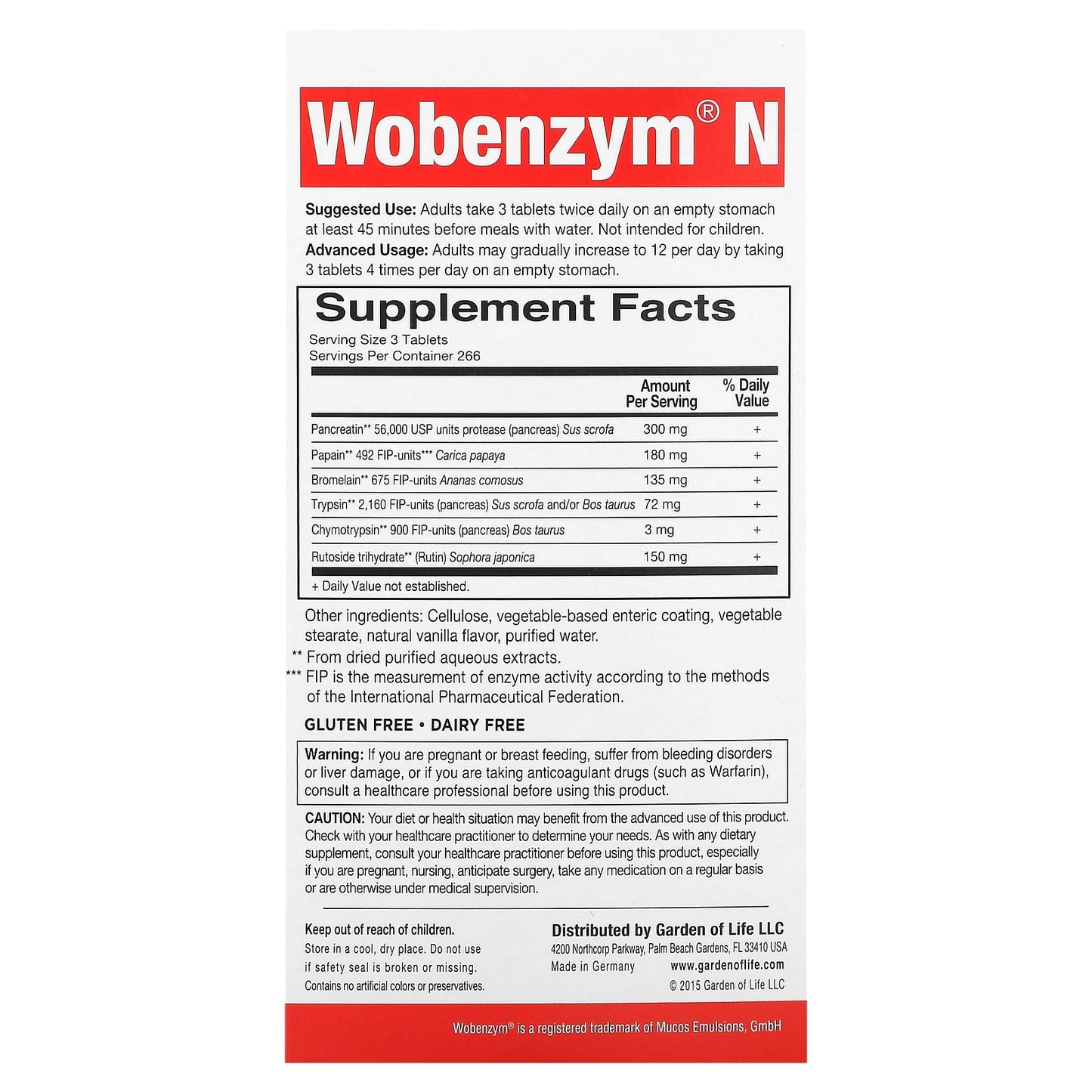 Wobenzym N, Joint Health, 800 Enteric-Coated Tablets