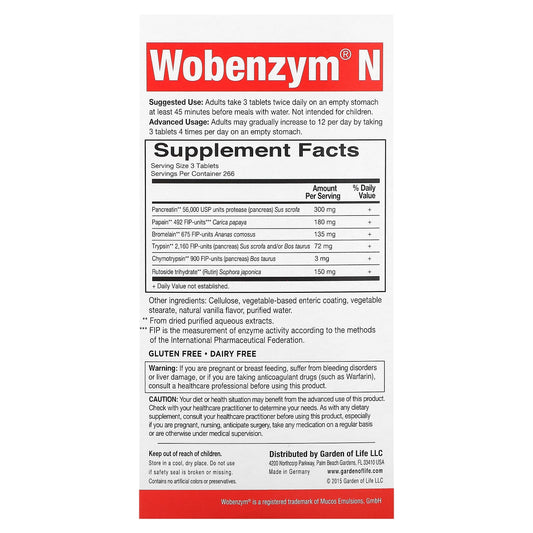Wobenzym N, Joint Health, 800 Enteric-Coated Tablets