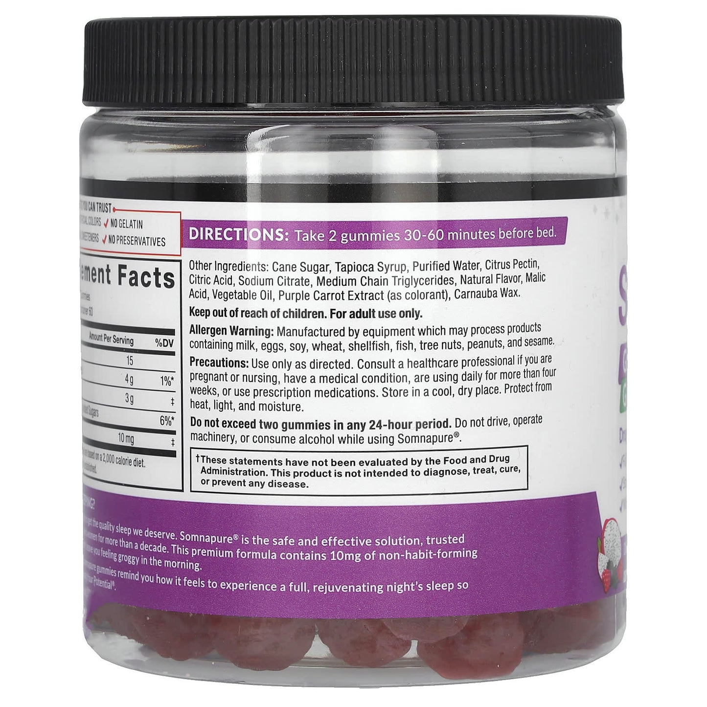 Force Factor, Somnapure Gummies, Melatonin, Dream Berry, 10 mg, 120 Gummies (5 mg per Gummy)