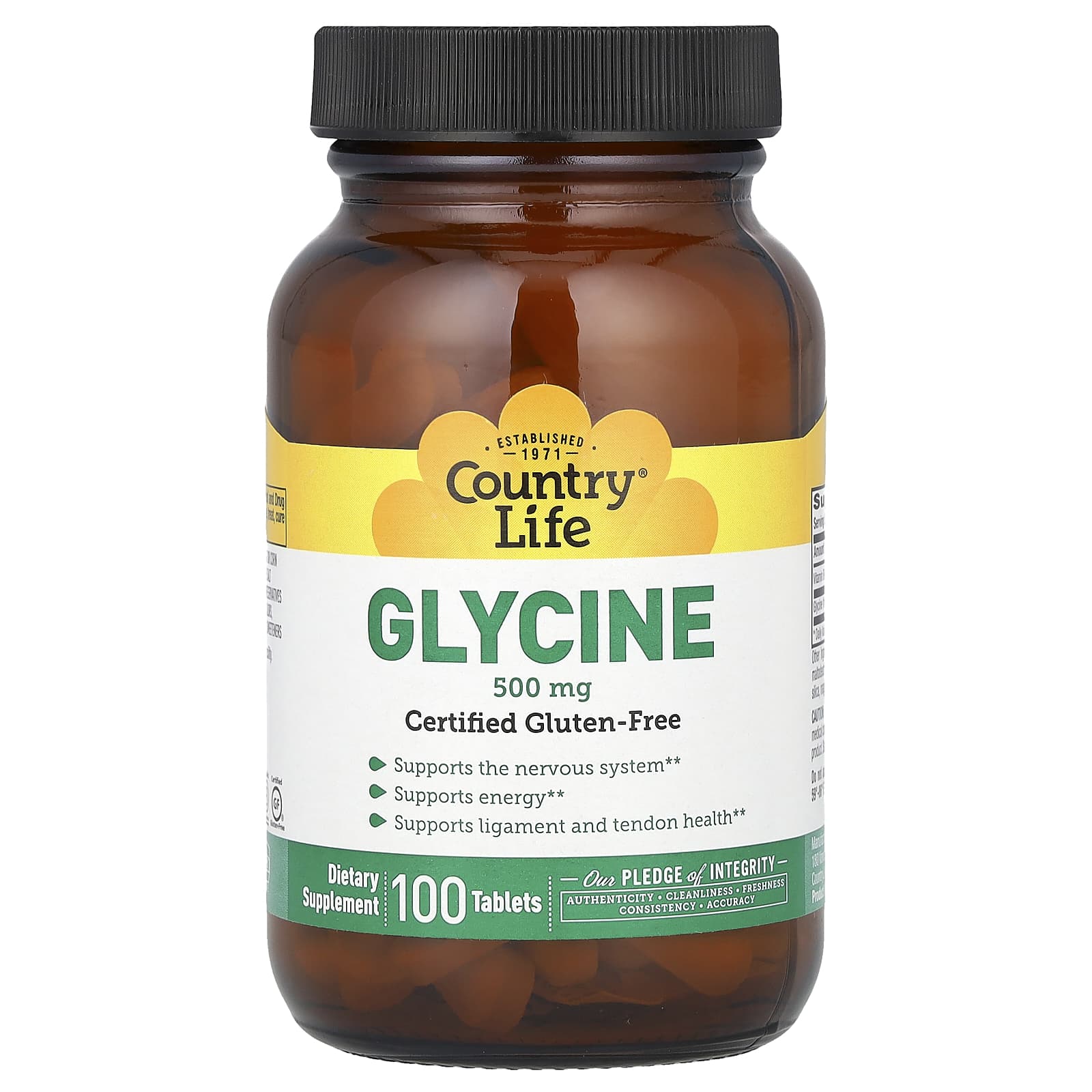 Country Life-Glycine-500 mg-100 Tablets