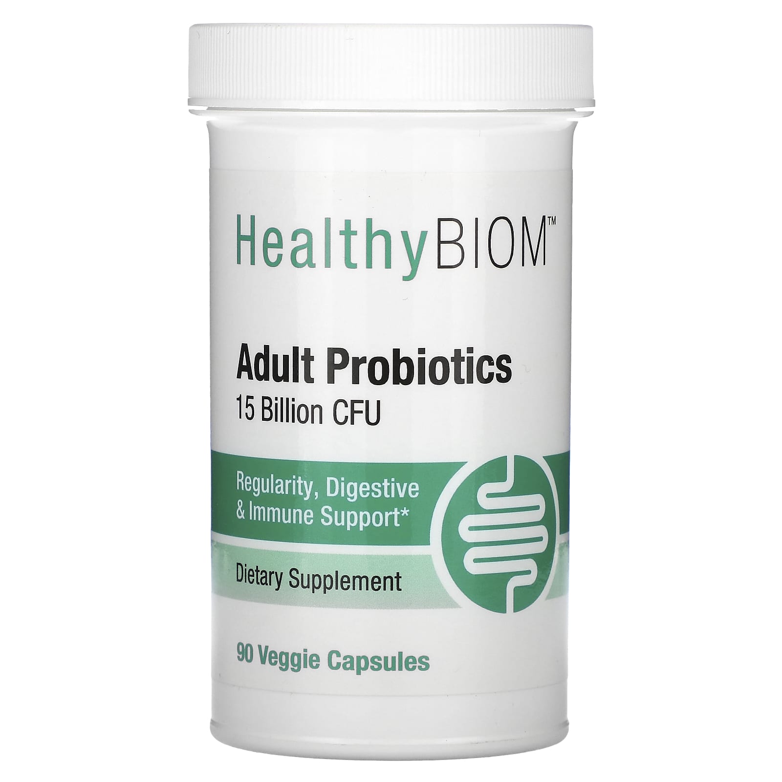 HealthyBiom-Adult Probiotics-15 Billion CFUs-90 Veggie Capsules